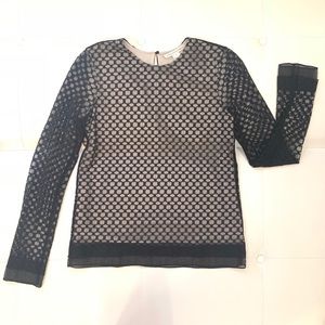 Diane Von Furstenberg Black Mesh Blouse